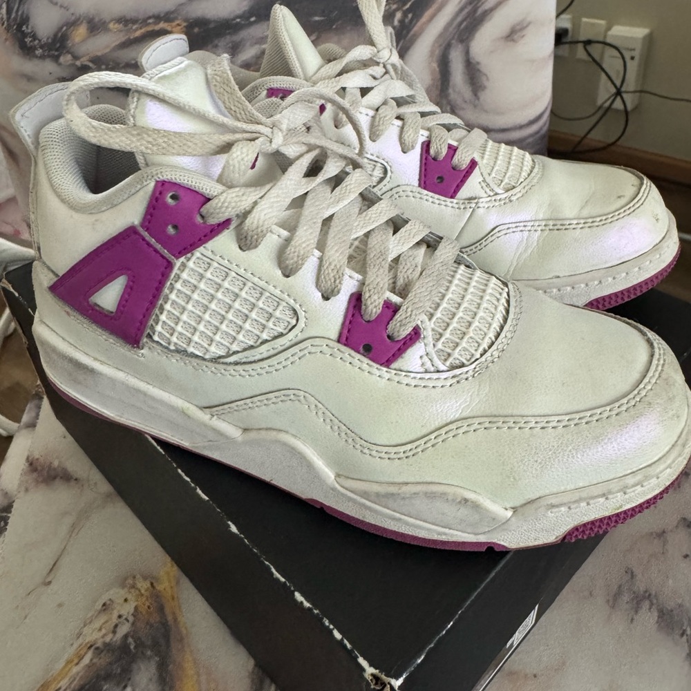 Jordan White and Purple Kids Sneakers